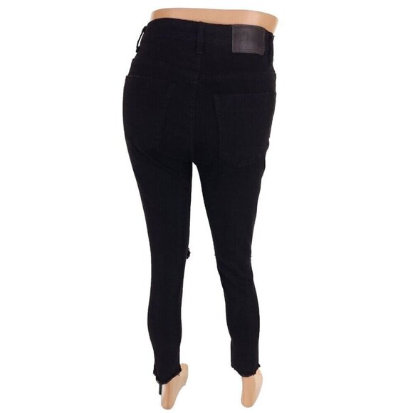 One Teaspoon High Waist FreeBird Skinny Jeans 29R Black Punk Distressed Nwt - Picture 7 of 16